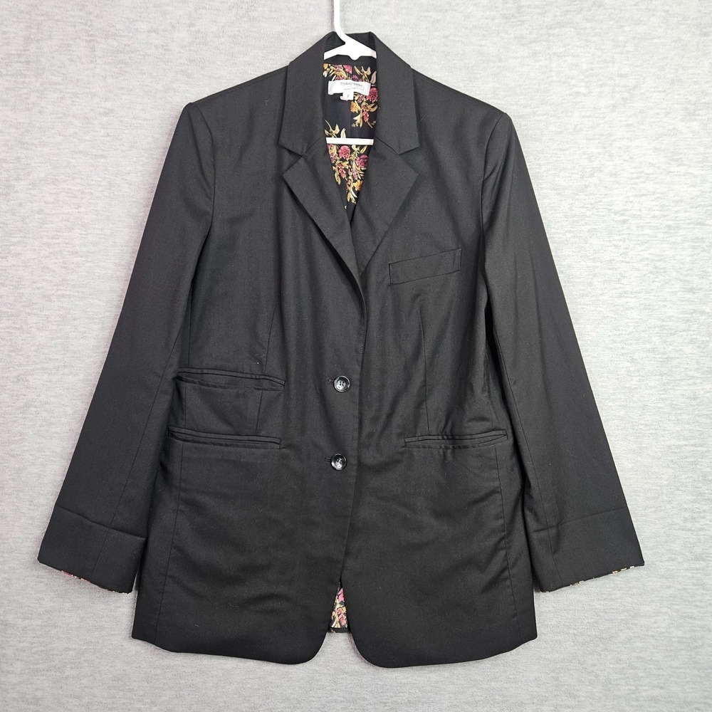 THAKOON Collection Boyfriend Blazer Size 2 Floral Lining Two Button
